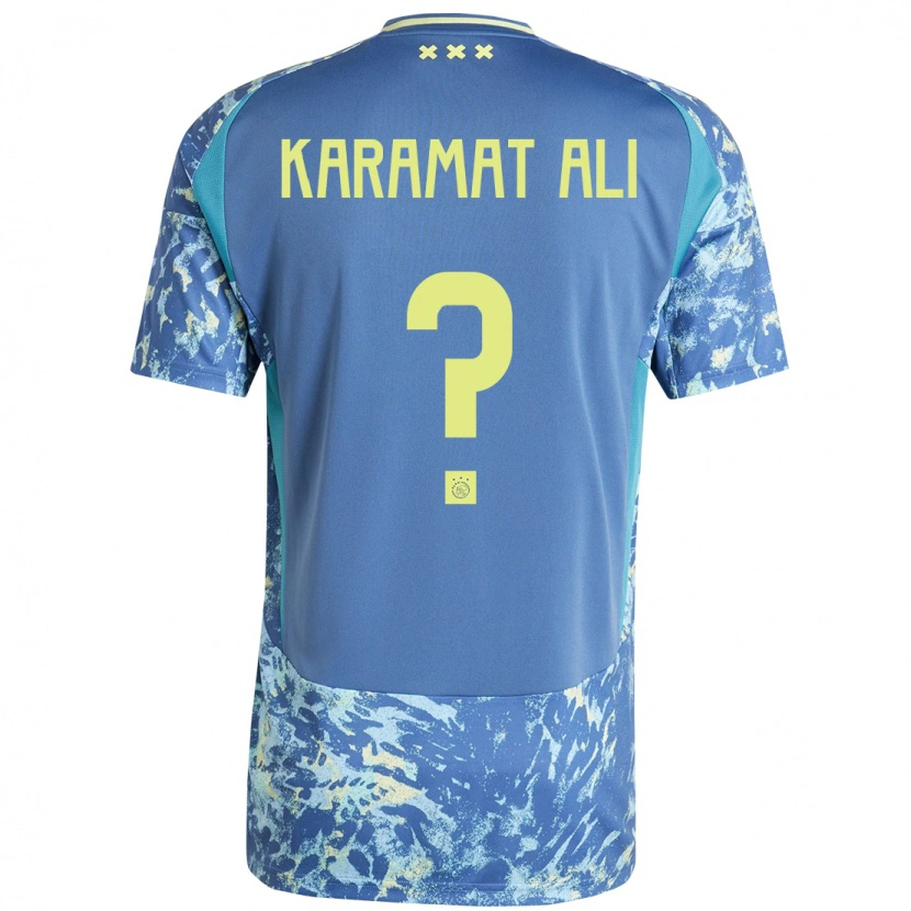 Danxen Heren Yaïr Karamat Ali #0 Grijs Blauw Geel Uitshirt Uittenue 2024/25 T-Shirt