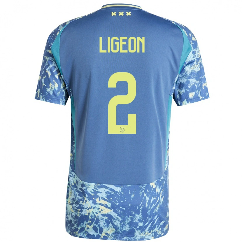 Danxen Heren Ruben Ligeon #2 Grijs Blauw Geel Uitshirt Uittenue 2024/25 T-Shirt