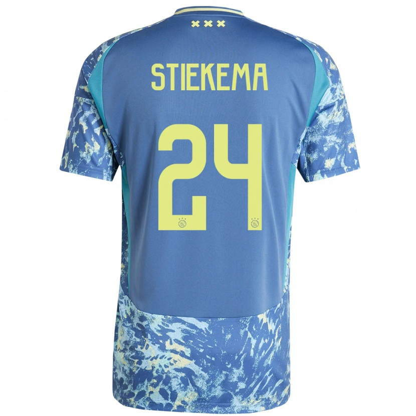 Danxen Heren Iris Stiekema #24 Grijs Blauw Geel Uitshirt Uittenue 2024/25 T-Shirt