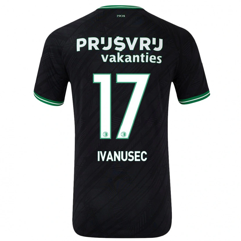 Danxen Heren Luka Ivanusec #17 Zwart Groen Uitshirt Uittenue 2024/25 T-Shirt