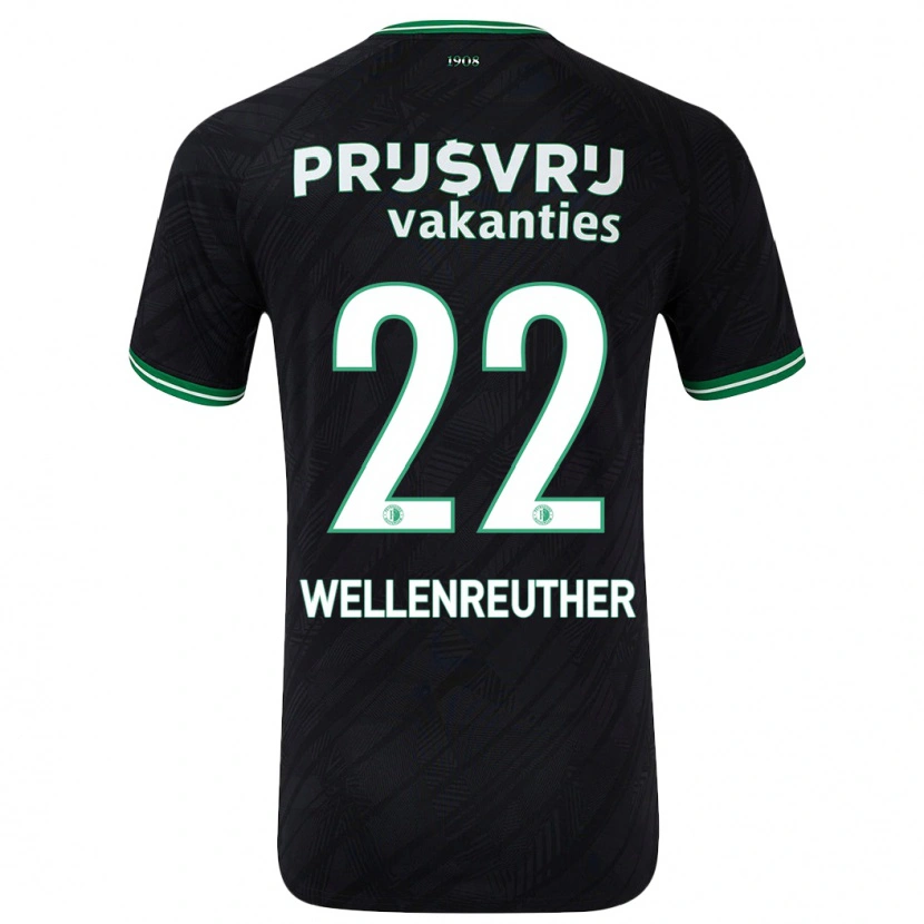 Danxen Heren Timon Wellenreuther #22 Zwart Groen Uitshirt Uittenue 2024/25 T-Shirt