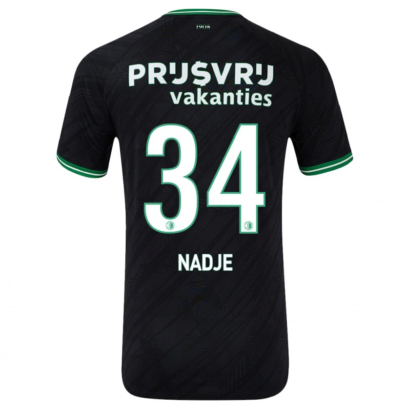 Danxen Heren Chris-Kévin Nadje #34 Zwart Groen Uitshirt Uittenue 2024/25 T-Shirt