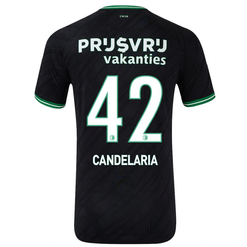 Danxen Heren Jayden Candelaria #42 Zwart Groen Uitshirt Uittenue 2024/25 T-Shirt