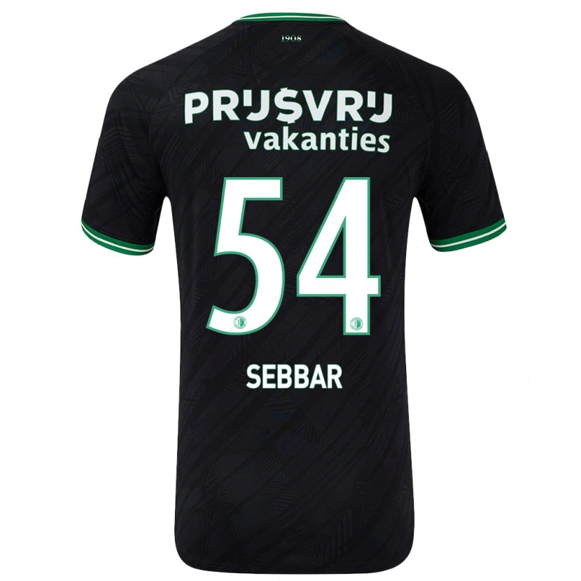 Danxen Heren Marouane Sebbar #54 Zwart Groen Uitshirt Uittenue 2024/25 T-Shirt