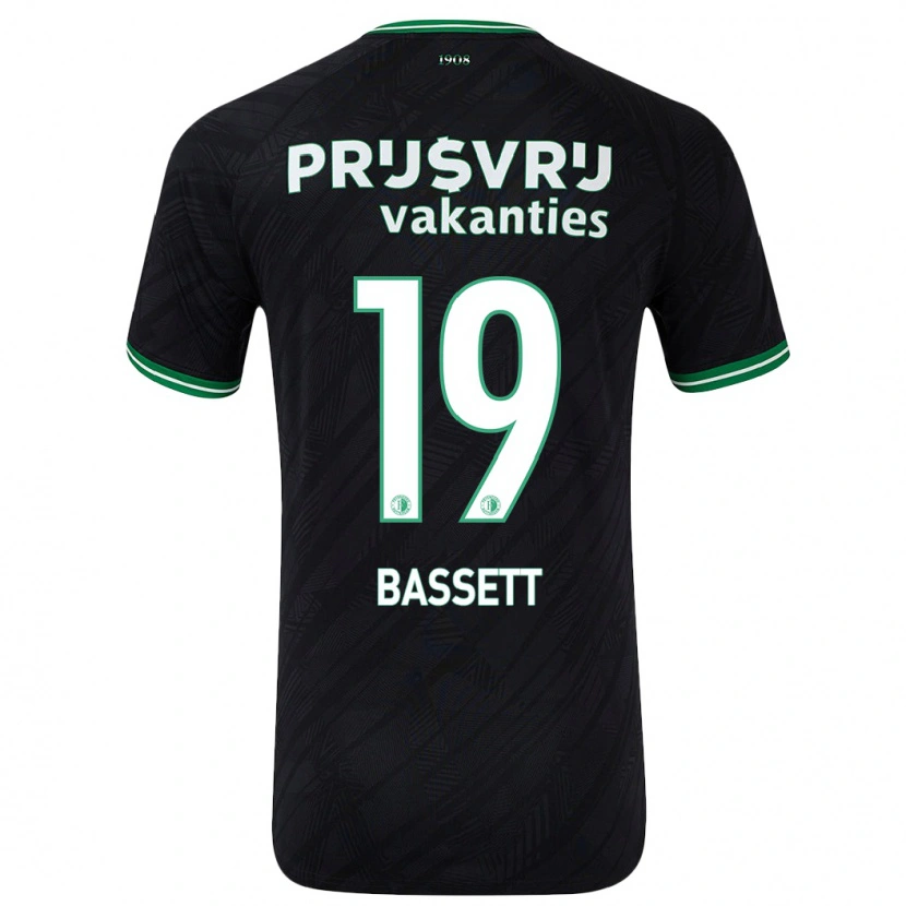 Danxen Heren Cole Bassett #19 Zwart Groen Uitshirt Uittenue 2024/25 T-Shirt