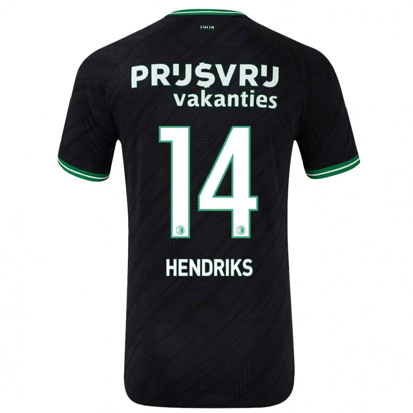 Danxen Heren Kim Hendriks #14 Zwart Groen Uitshirt Uittenue 2024/25 T-Shirt