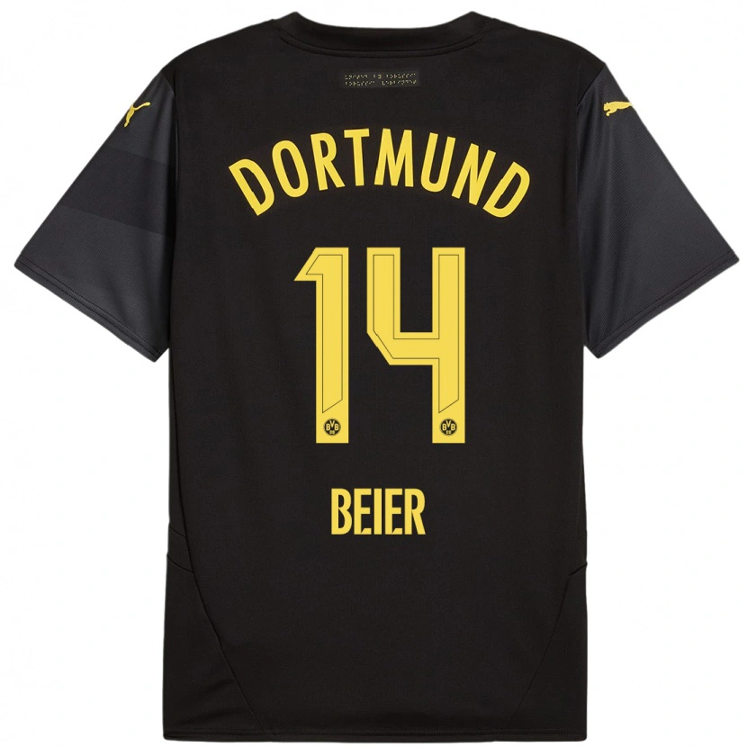 Danxen Heren Maximilian Beier #14 Zwart Geel Uitshirt Uittenue 2024/25 T-Shirt