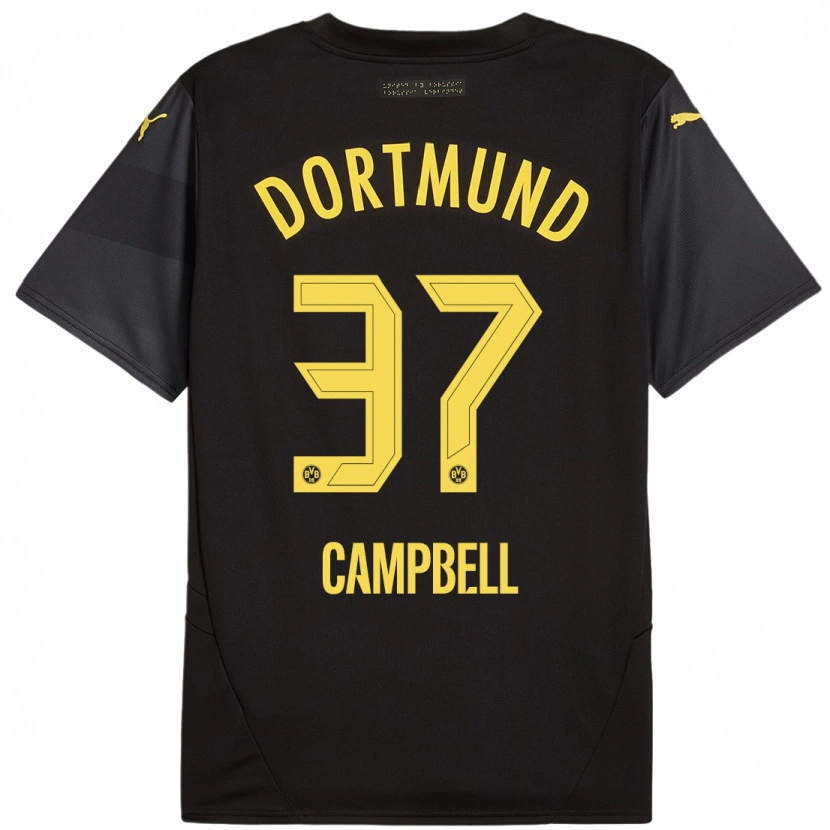 Danxen Heren Cole Campbell #37 Zwart Geel Uitshirt Uittenue 2024/25 T-Shirt