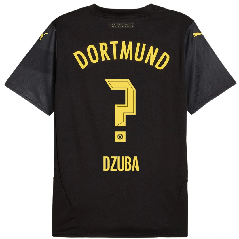 Danxen Heren Fabian Dzuba #0 Zwart Geel Uitshirt Uittenue 2024/25 T-Shirt