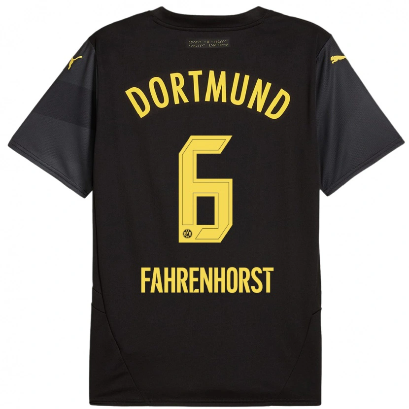 Danxen Heren Luke Fahrenhorst #6 Zwart Geel Uitshirt Uittenue 2024/25 T-Shirt