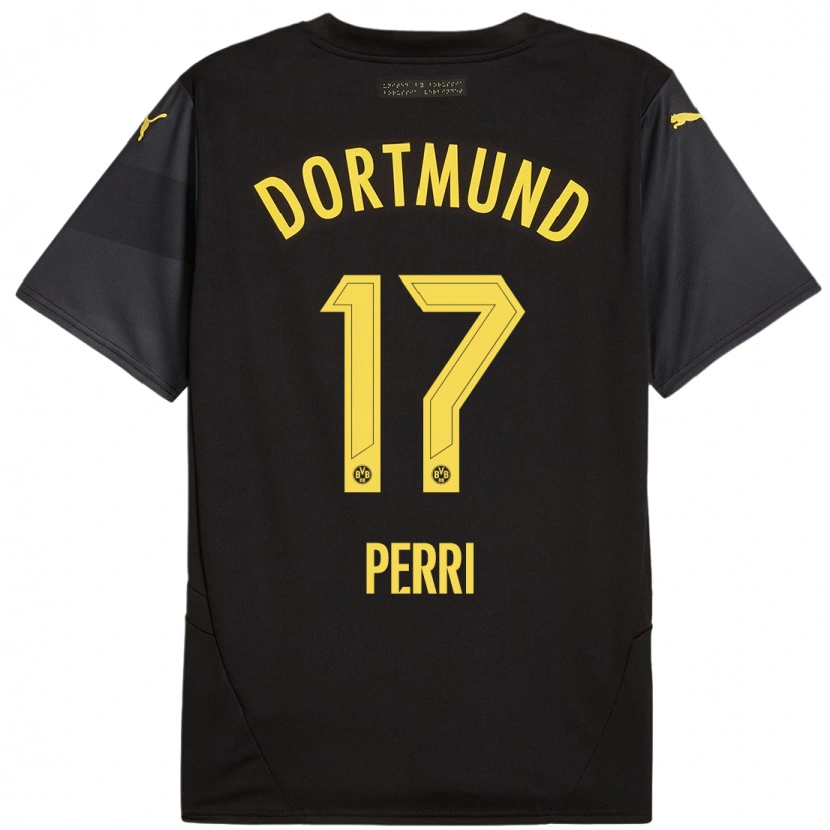 Danxen Heren Luca Perri #17 Zwart Geel Uitshirt Uittenue 2024/25 T-Shirt