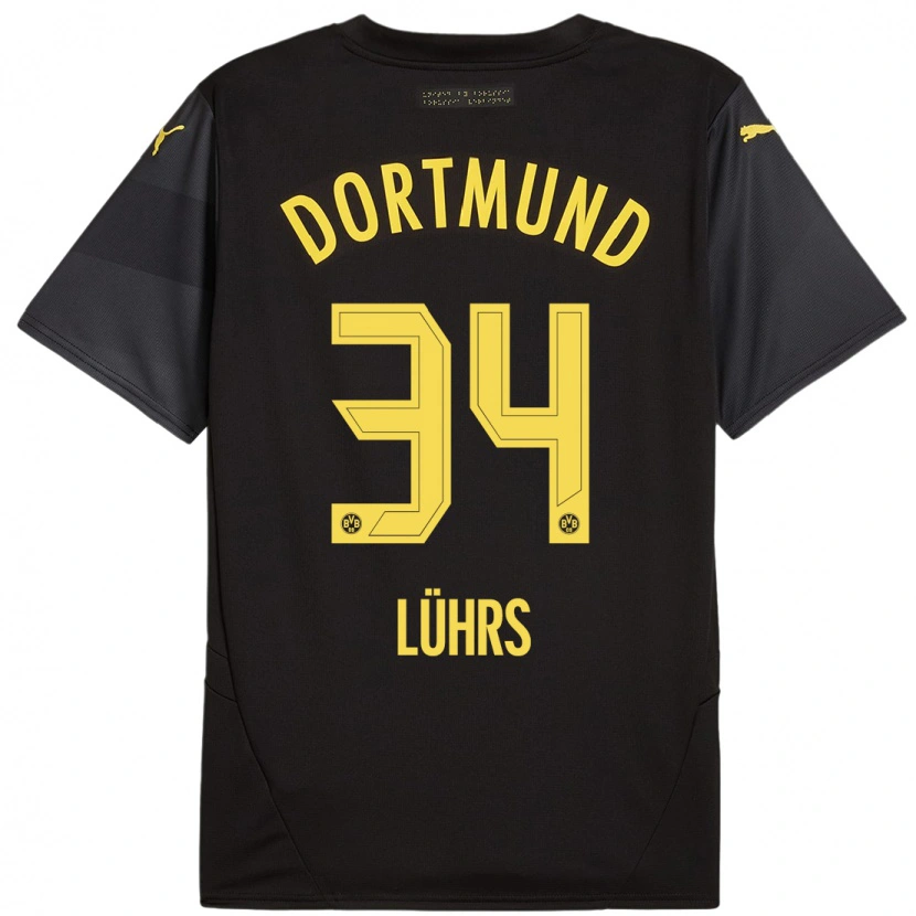 Danxen Heren Yannik Lührs #34 Zwart Geel Uitshirt Uittenue 2024/25 T-Shirt