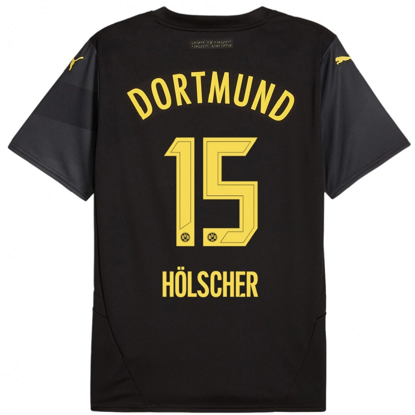 Danxen Heren Mats Hölscher #15 Zwart Geel Uitshirt Uittenue 2024/25 T-Shirt