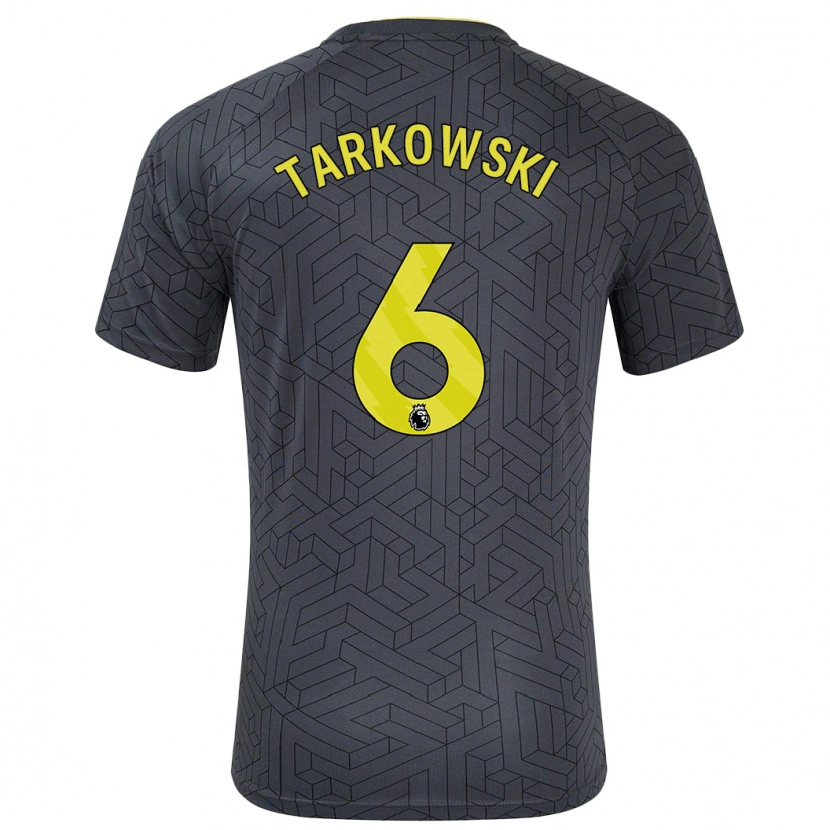 Danxen Heren James Tarkowski #6 Zwart Geel Uitshirt Uittenue 2024/25 T-Shirt