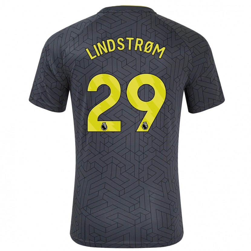 Danxen Heren Jesper Lindstrøm #29 Zwart Geel Uitshirt Uittenue 2024/25 T-Shirt