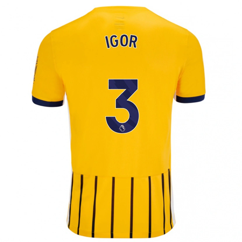 Danxen Heren Igor #3 Goud Blauw Krijtstrepen Uitshirt Uittenue 2024/25 T-Shirt