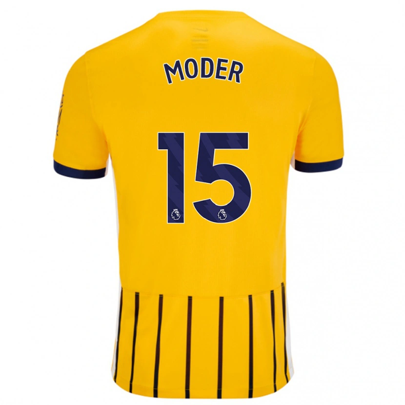 Danxen Heren Jakub Moder #15 Goud Blauw Krijtstrepen Uitshirt Uittenue 2024/25 T-Shirt