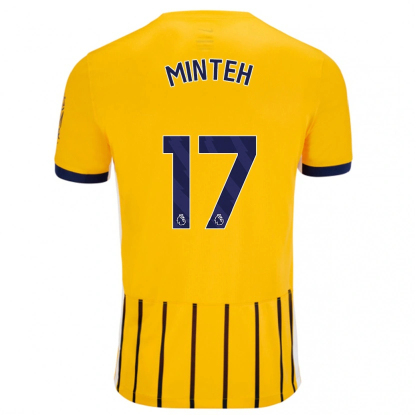 Danxen Heren Yankuba Minteh #17 Goud Blauw Krijtstrepen Uitshirt Uittenue 2024/25 T-Shirt