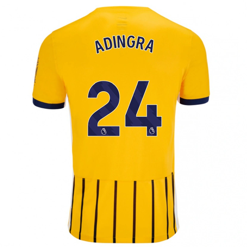 Danxen Heren Simon Adingra #24 Goud Blauw Krijtstrepen Uitshirt Uittenue 2024/25 T-Shirt