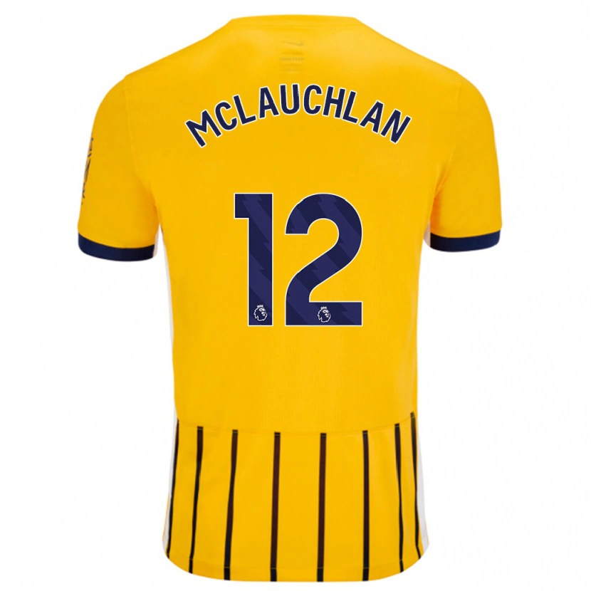 Danxen Heren Rachel Mclauchlan #12 Goud Blauw Krijtstrepen Uitshirt Uittenue 2024/25 T-Shirt