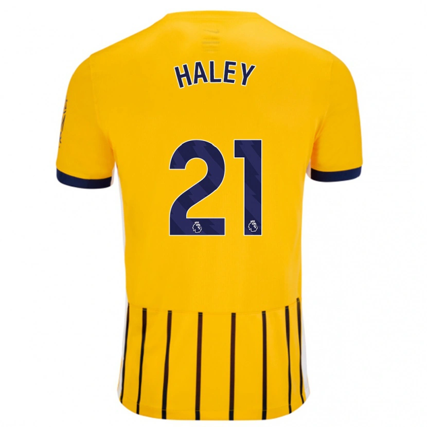 Danxen Heren Madison Haley #21 Goud Blauw Krijtstrepen Uitshirt Uittenue 2024/25 T-Shirt