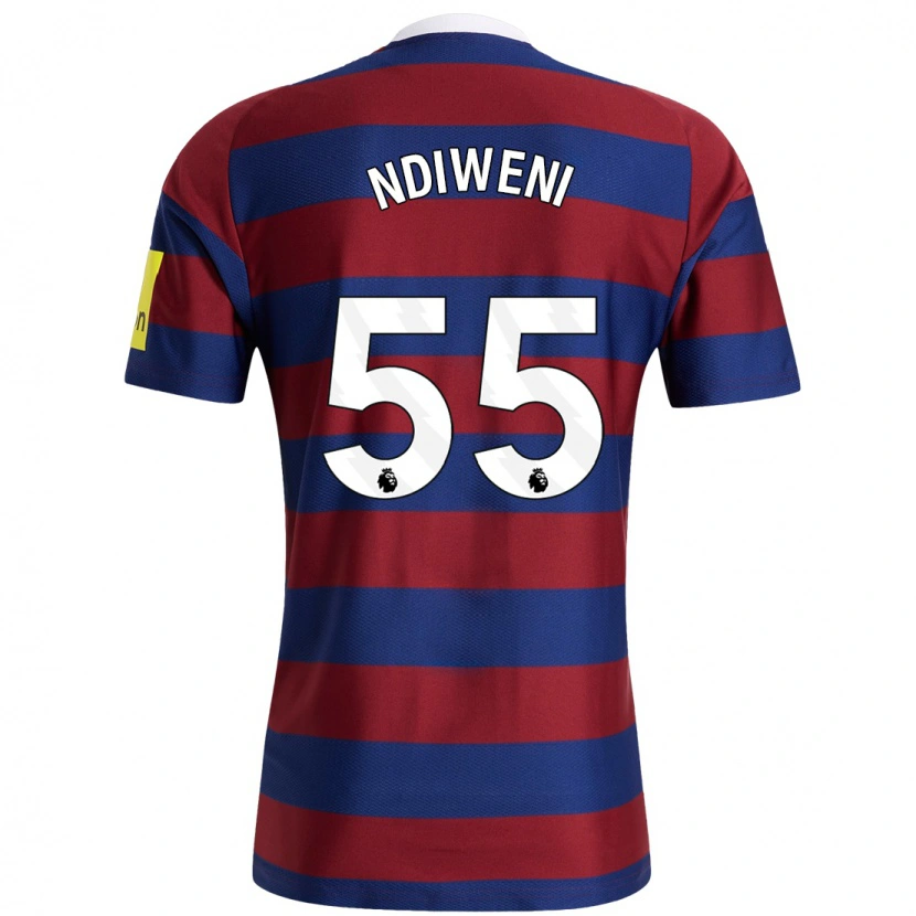 Danxen Heren Michael Ndiweni #55 Bordeauxrood Marineblauw Uitshirt Uittenue 2024/25 T-Shirt