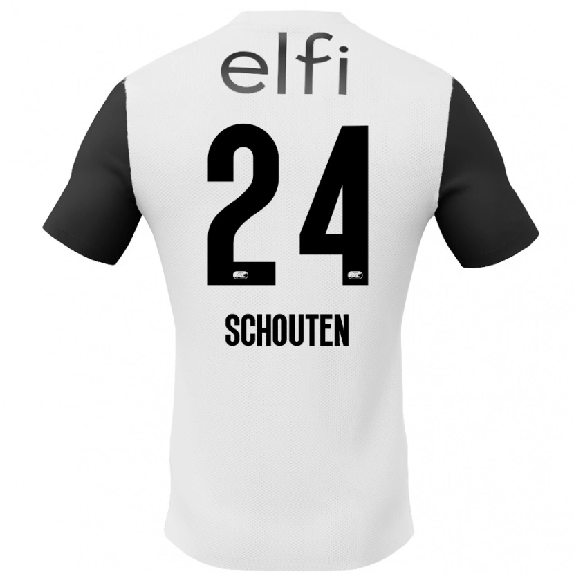 Danxen Heren Lewis Schouten #24 Wit Zwart Uitshirt Uittenue 2024/25 T-Shirt