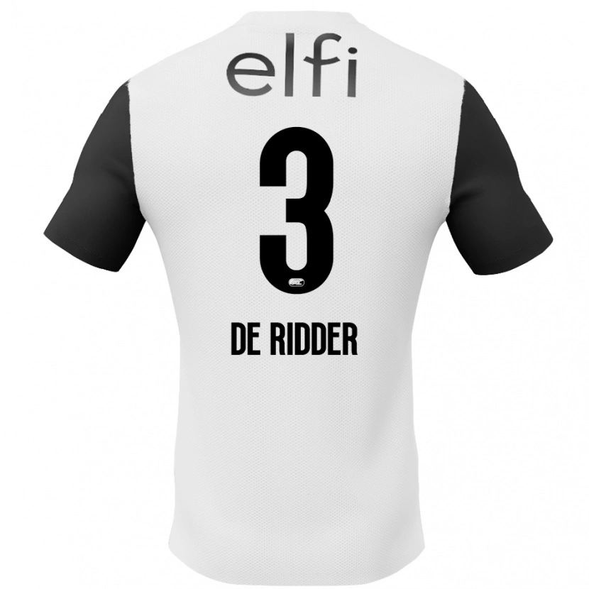 Danxen Heren Djoeke De Ridder #3 Wit Zwart Uitshirt Uittenue 2024/25 T-Shirt