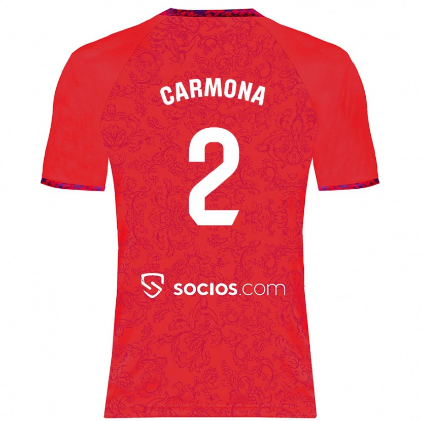 Danxen Heren José Ángel Carmona #2 Rood Uitshirt Uittenue 2024/25 T-Shirt