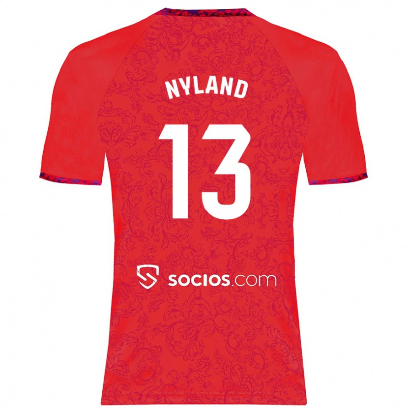 Danxen Heren Ørjan Nyland #13 Rood Uitshirt Uittenue 2024/25 T-Shirt