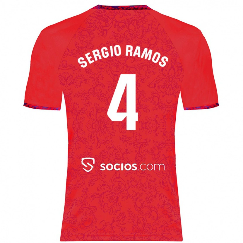 Danxen Heren Sergio Ramos #4 Rood Uitshirt Uittenue 2024/25 T-Shirt