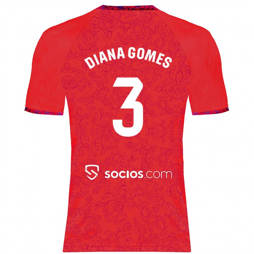 Danxen Heren Diana Catarina Ribeiro Gomes #3 Rood Uitshirt Uittenue 2024/25 T-Shirt