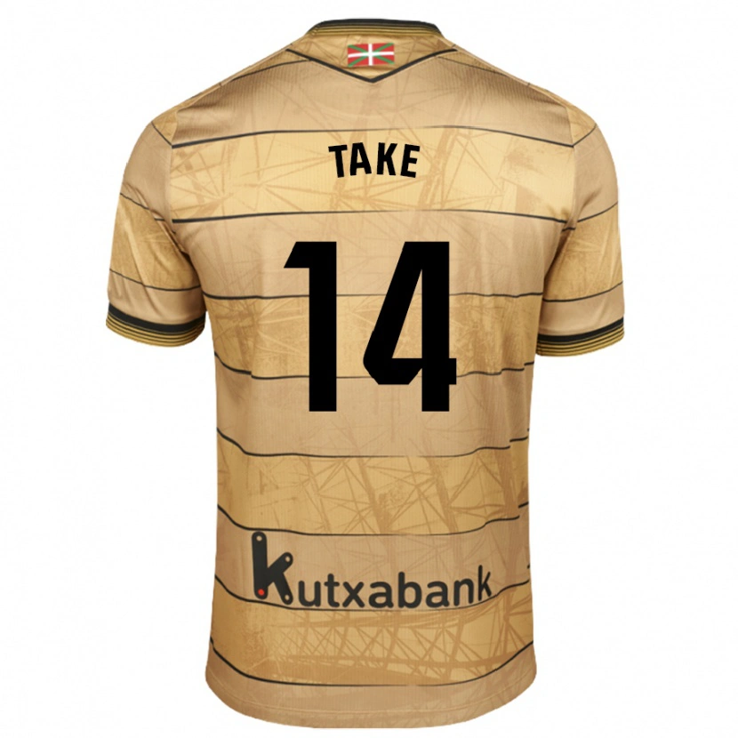 Danxen Heren Takefusa Kubo #14 Bruin Uitshirt Uittenue 2024/25 T-Shirt