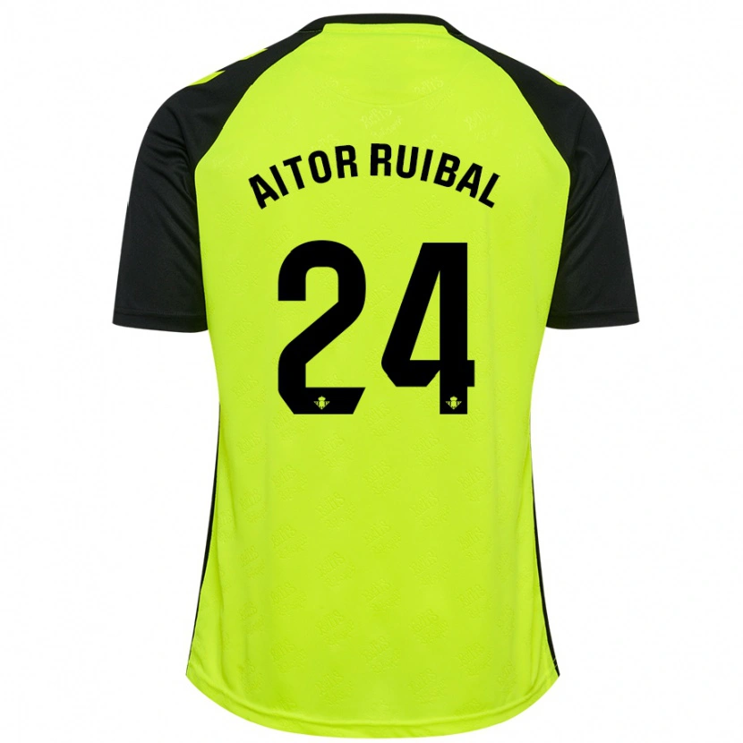 Danxen Heren Aitor Ruibal #24 Fluorescerend Geel Zwart Uitshirt Uittenue 2024/25 T-Shirt