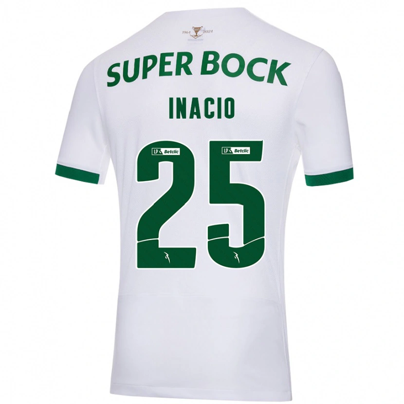 Danxen Heren Gonçalo Inácio #25 Wit Groen Uitshirt Uittenue 2024/25 T-Shirt