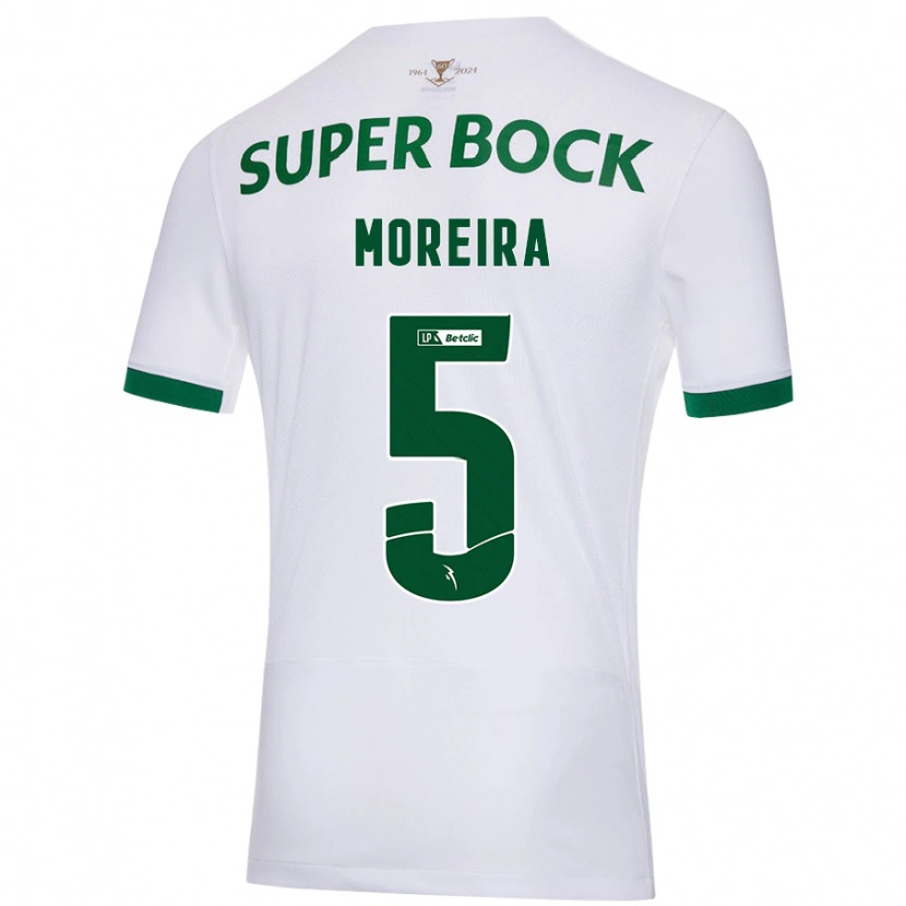 Danxen Heren David Moreira #5 Wit Groen Uitshirt Uittenue 2024/25 T-Shirt