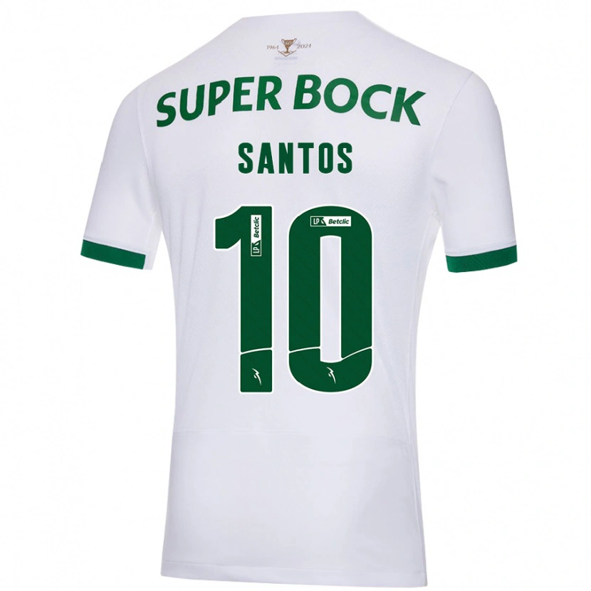 Danxen Heren Guilherme Santos #10 Wit Groen Uitshirt Uittenue 2024/25 T-Shirt