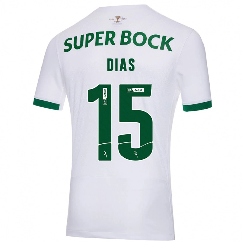 Danxen Heren Rodrigo Dias #15 Wit Groen Uitshirt Uittenue 2024/25 T-Shirt