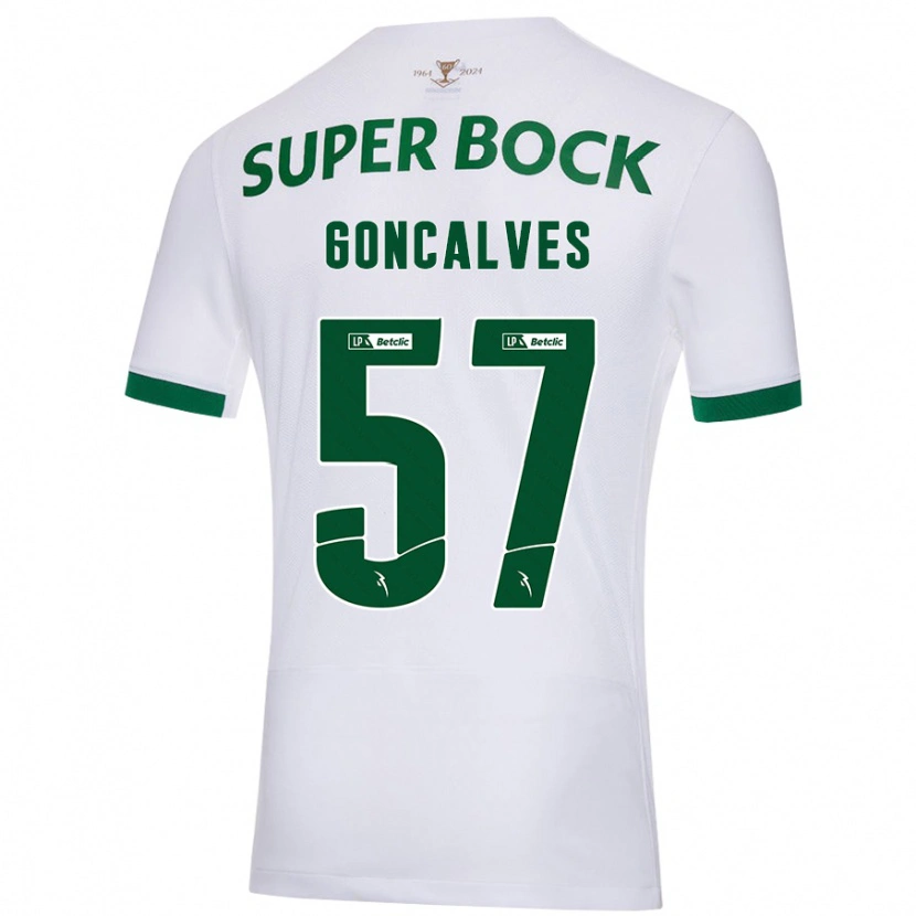 Danxen Heren Inês Gonçalves #57 Wit Groen Uitshirt Uittenue 2024/25 T-Shirt