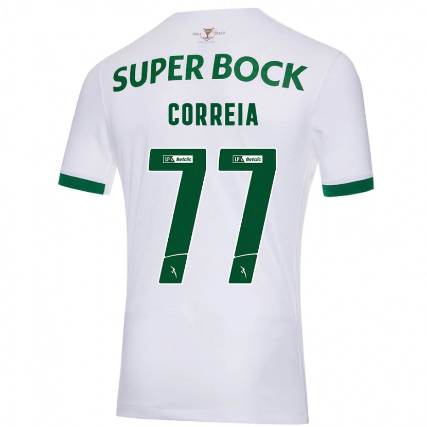 Danxen Heren Alícia Correia #77 Wit Groen Uitshirt Uittenue 2024/25 T-Shirt