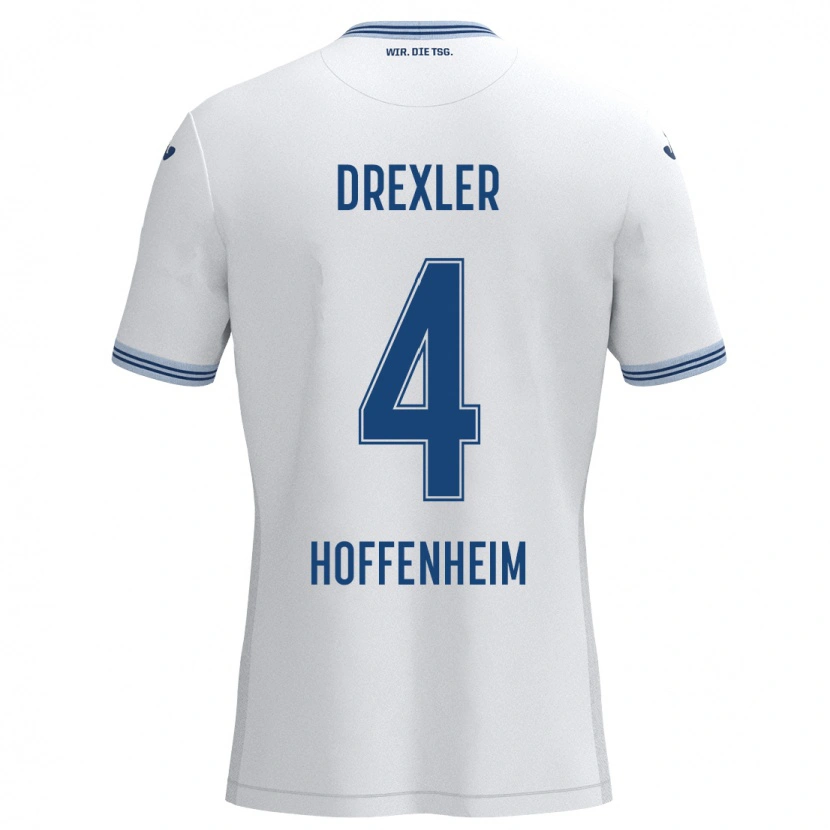 Danxen Heren Tim Drexler #4 Wit Blauw Uitshirt Uittenue 2024/25 T-Shirt