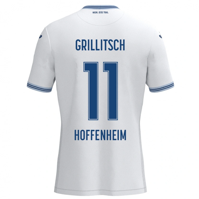 Danxen Heren Florian Grillitsch #11 Wit Blauw Uitshirt Uittenue 2024/25 T-Shirt