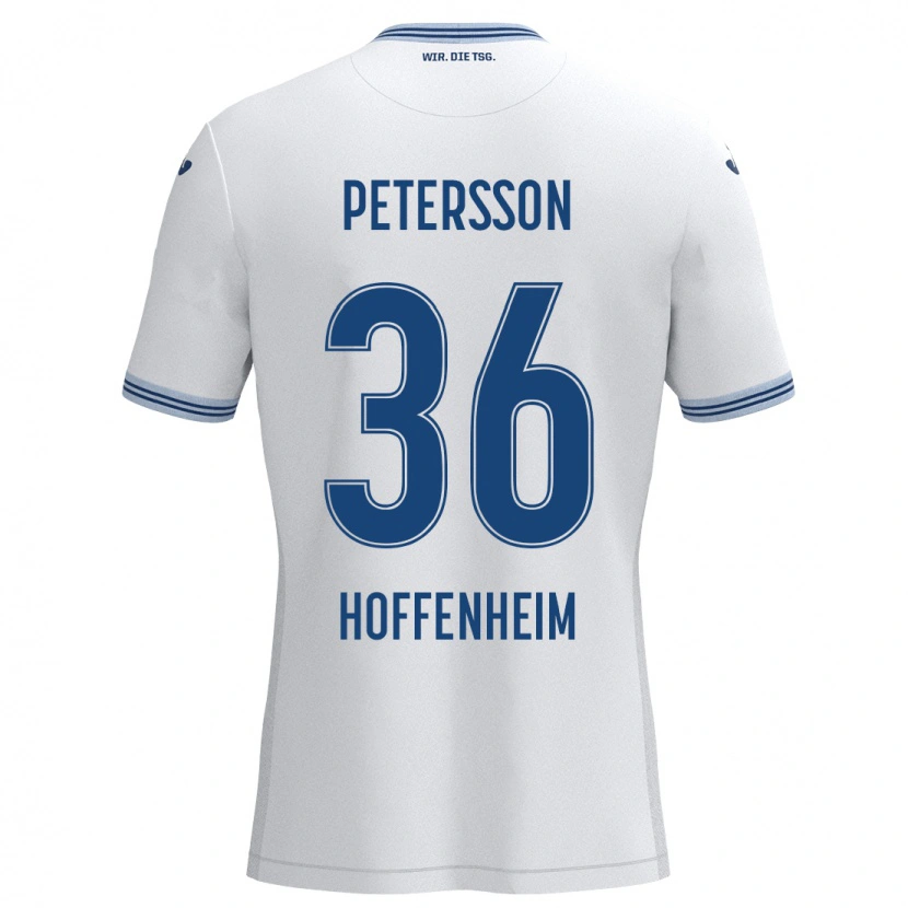 Danxen Heren Lúkas Petersson #36 Wit Blauw Uitshirt Uittenue 2024/25 T-Shirt