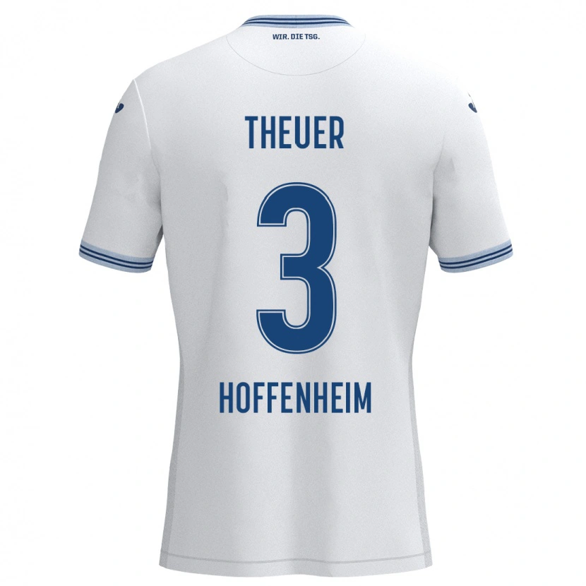 Danxen Heren Maximilian Theuer #3 Wit Blauw Uitshirt Uittenue 2024/25 T-Shirt