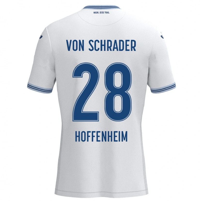 Danxen Heren Lina Von Schrader #28 Wit Blauw Uitshirt Uittenue 2024/25 T-Shirt