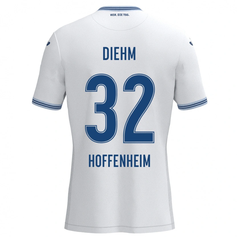 Danxen Heren Vanessa Diehm #32 Wit Blauw Uitshirt Uittenue 2024/25 T-Shirt