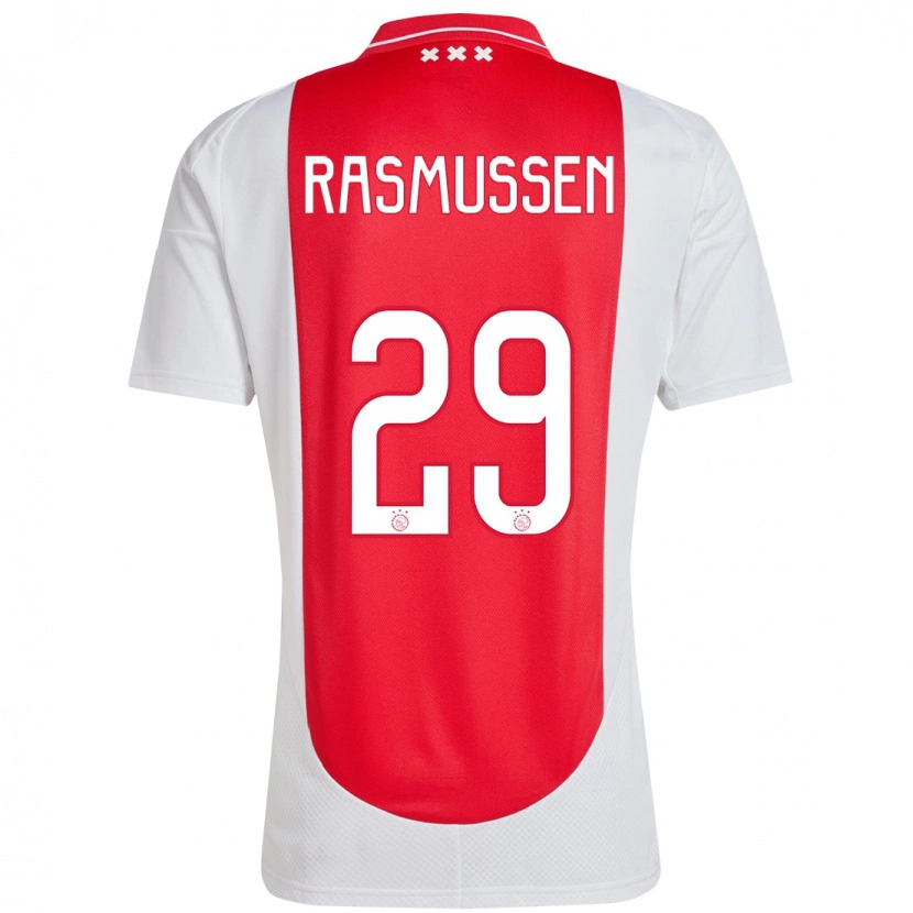 Danxen Dames Christian Rasmussen #29 Rood Wit Thuisshirt Thuistenue 2024/25 T-Shirt