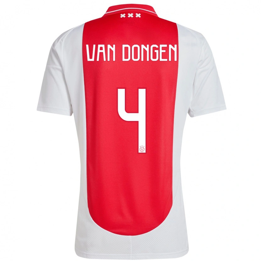 Danxen Dames Bram Van Dongen #4 Rood Wit Thuisshirt Thuistenue 2024/25 T-Shirt