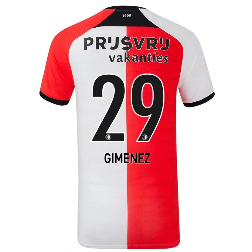 Danxen Dames Santiago Gimenez #29 Rood Wit Thuisshirt Thuistenue 2024/25 T-Shirt