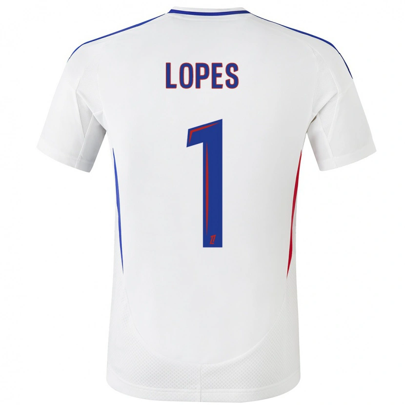 Danxen Dames Anthony Lopes #1 Wit Blauw Thuisshirt Thuistenue 2024/25 T-Shirt